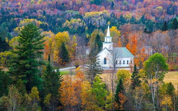 Gulin, Sylvia 아티스트의 USA-New England-Vermont small village-and white church-Autumn작품입니다.